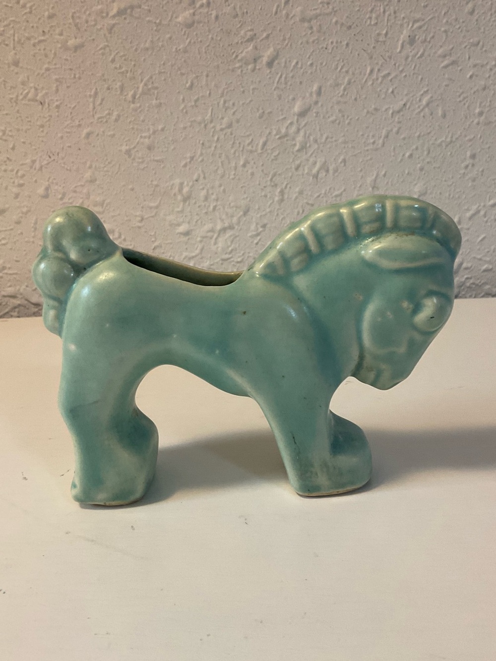 VINTAGE ORIGINAL MCCOY GREEN STRETCH HORSE PLANTER MCM